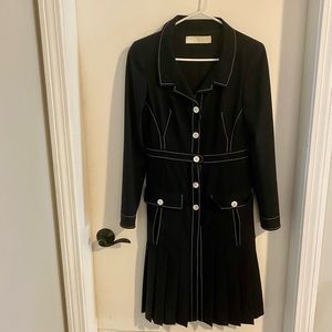 Valentino navy pleated button-up dress